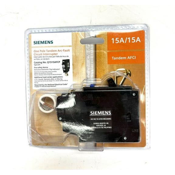 Siemens Type QTA 15 Amp 1-Pole Tandem AFCI Circuit Breaker - Q1515AFCP