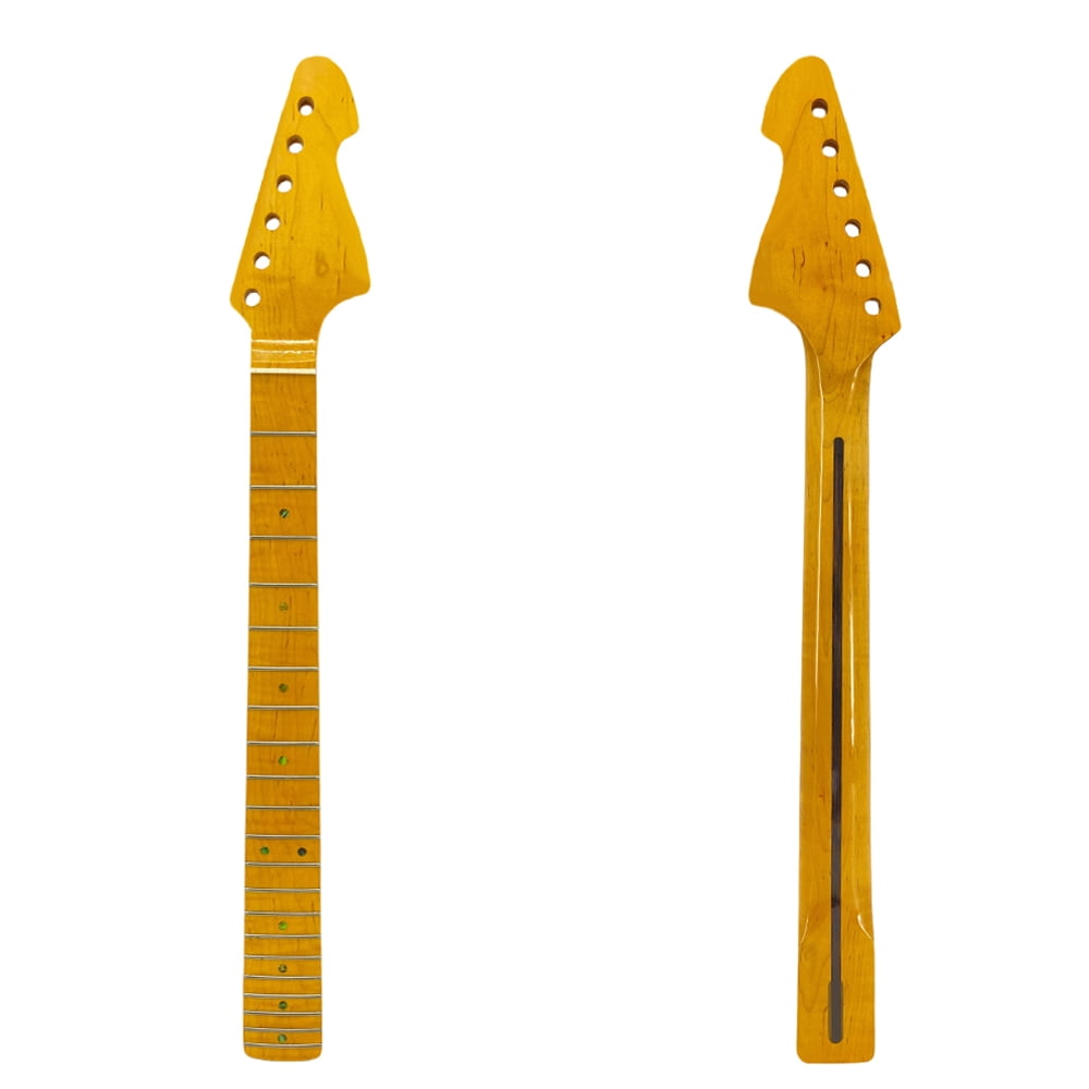 25.5 Inch Tiger Flame Maple Electric Guitar Neck - 21 Fret With Abalone Dot Inlays