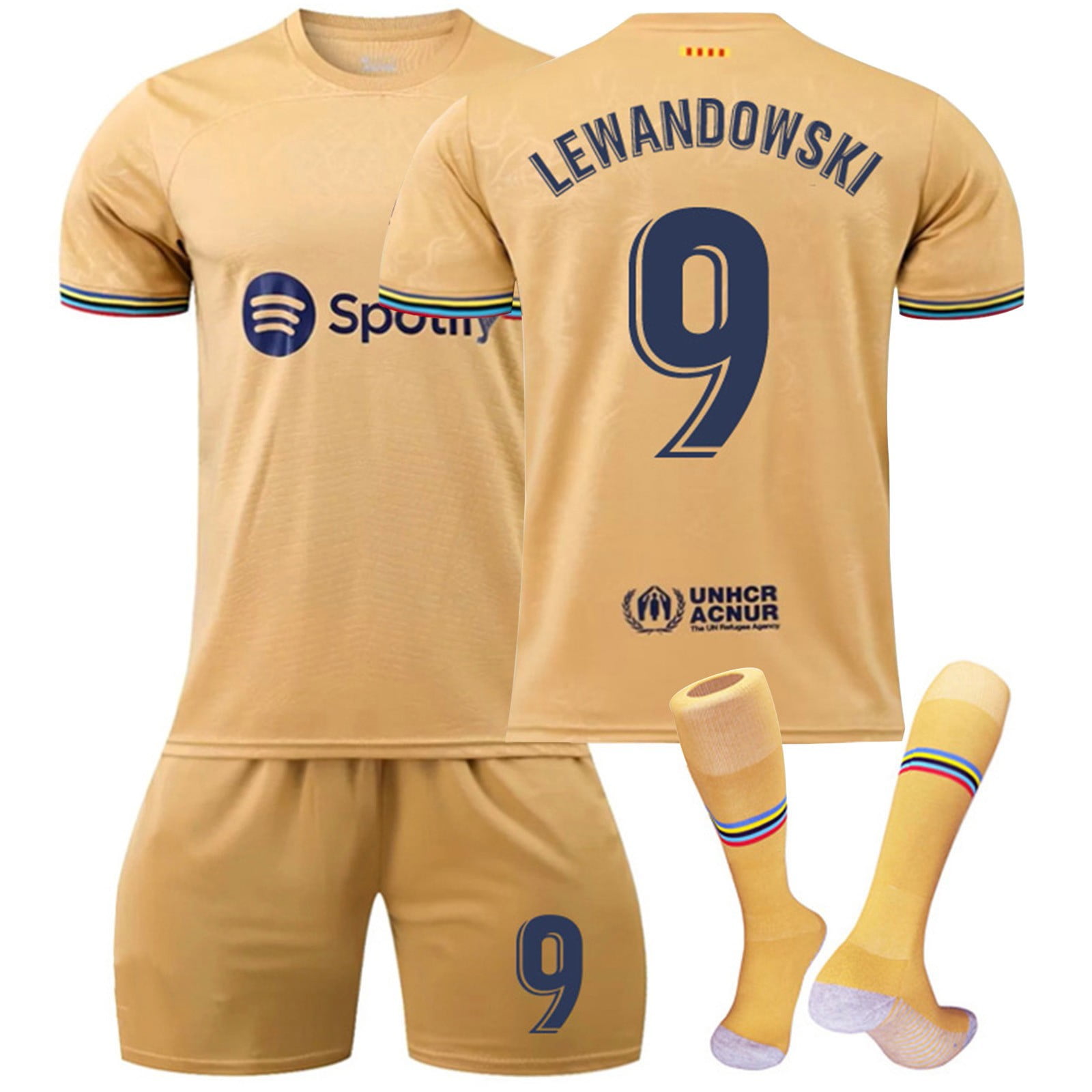 Sien 2223 Spanish FC Soccer Jersey, #9 LEWANDOWSKI Orange Spanish