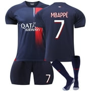 Sien 2324 French FC Home Game Soccer Jersey, #7 MBAPPE Soccer Jersey 3 Piece Set, Kids Long Sleeve Soccer Jersey , #7/20