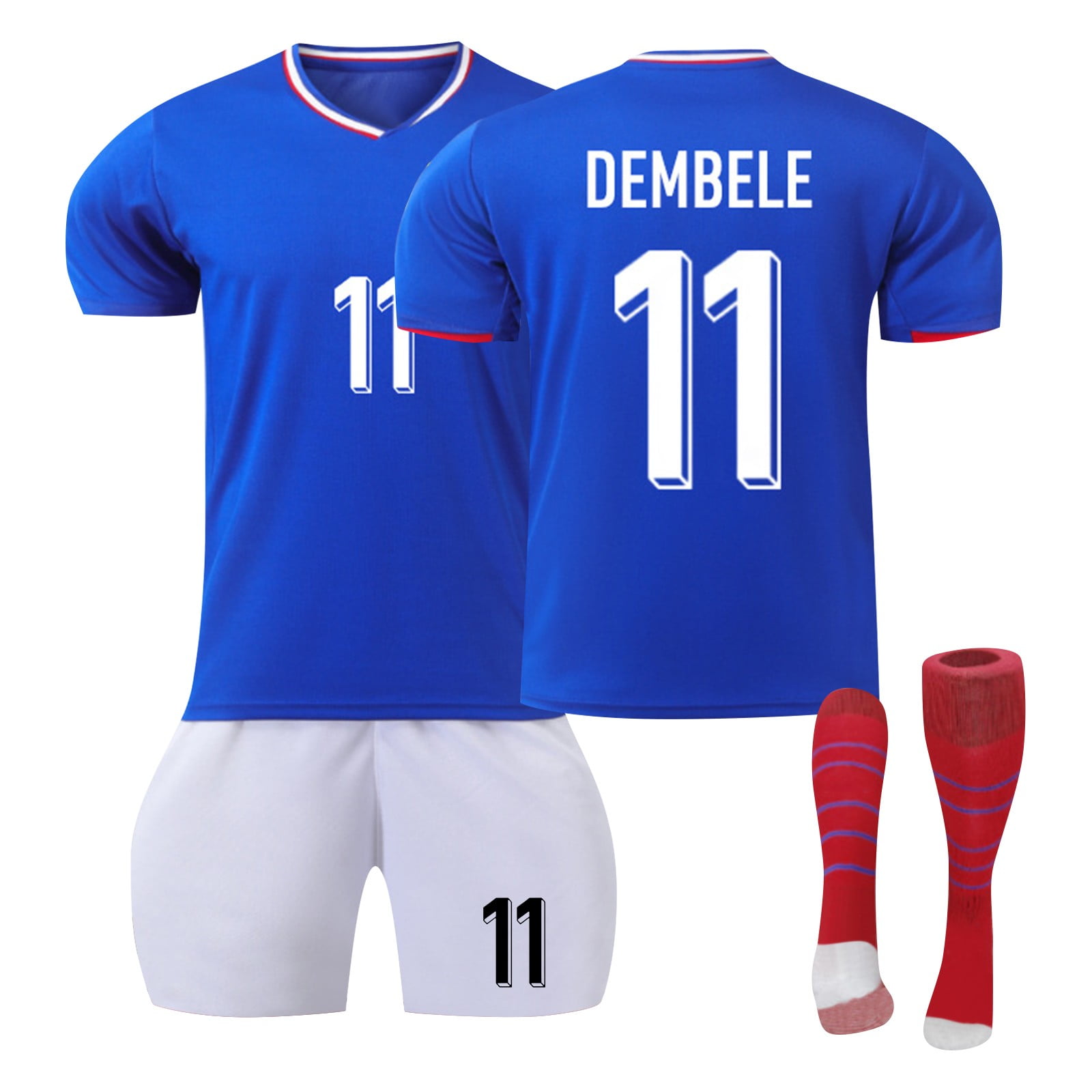 Sien 2425 French National Team Away Game Deep Blue Soccer Jersey, #11