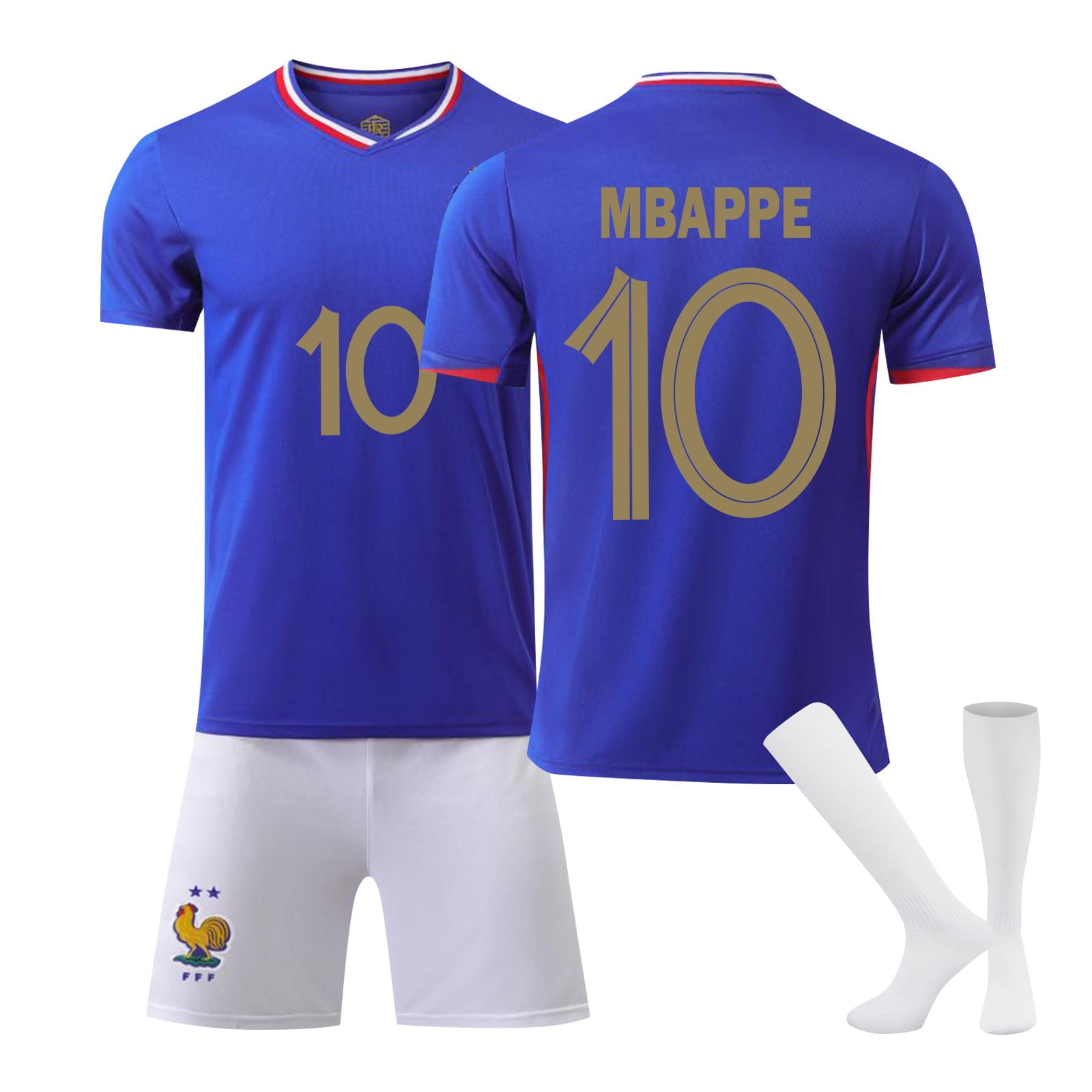 Sien 2425 French National Team Home Game Deep Blue Soccer Jersey, #10