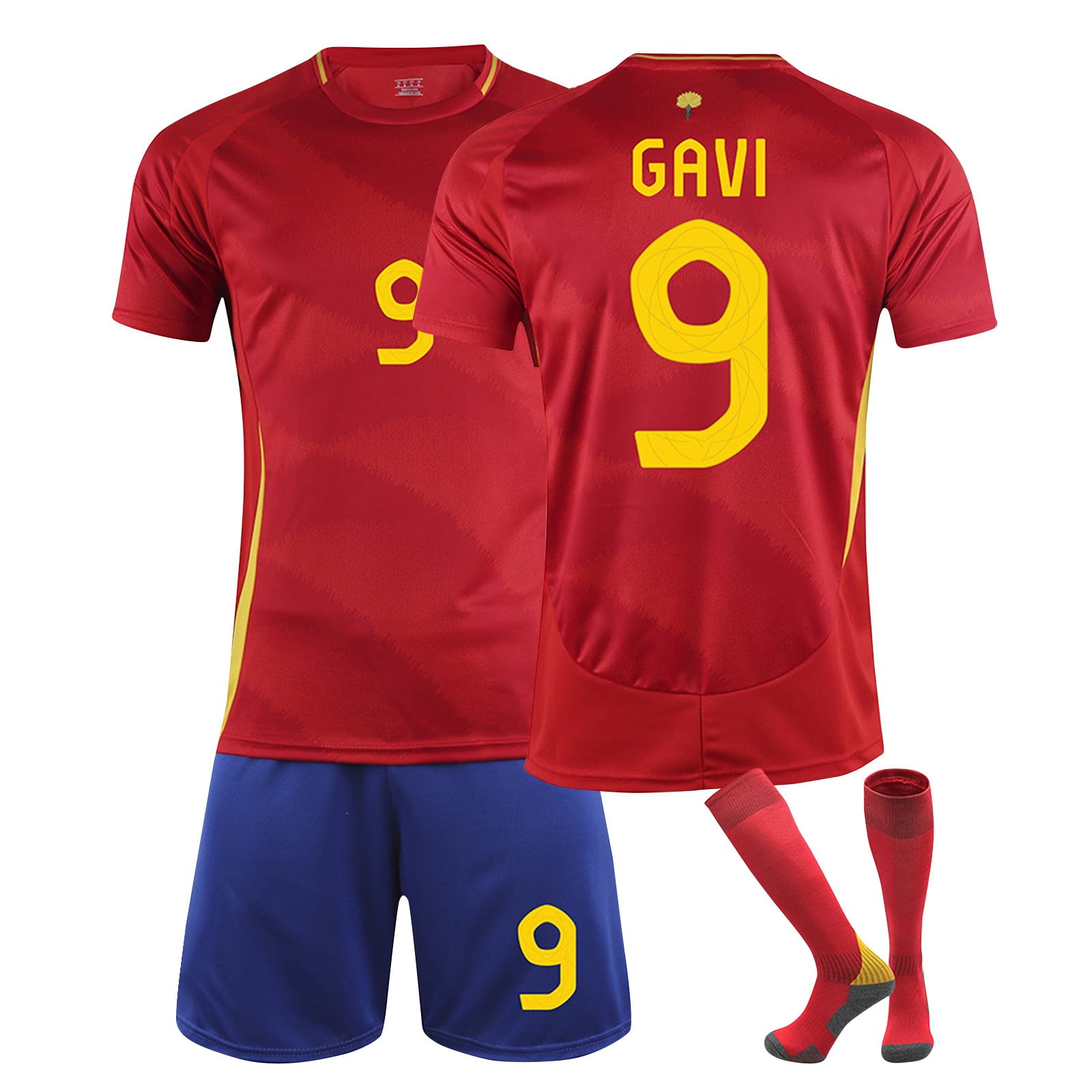 Sien 2425 Spanish National Team Home Game Red Soccer Jersey, #9 GAVI