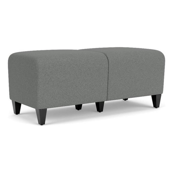 Siena 17.5" 2-Seat Lounge Reception Bench / Black Steel Legs / Light Gray