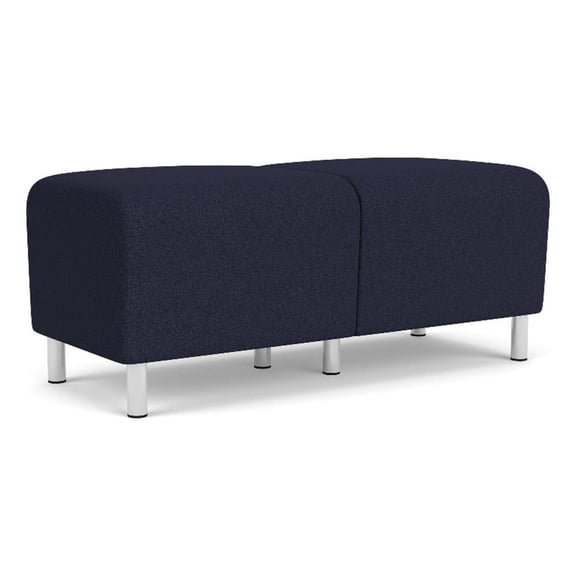 Siena 17.5" 2-Seat Lounge Reception Bench / Brushed Steel Legs / Navy Blue