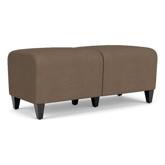 Siena 17.5" 2-Seat Lounge Reception Waiting Bench / Black Steel Legs / Brown