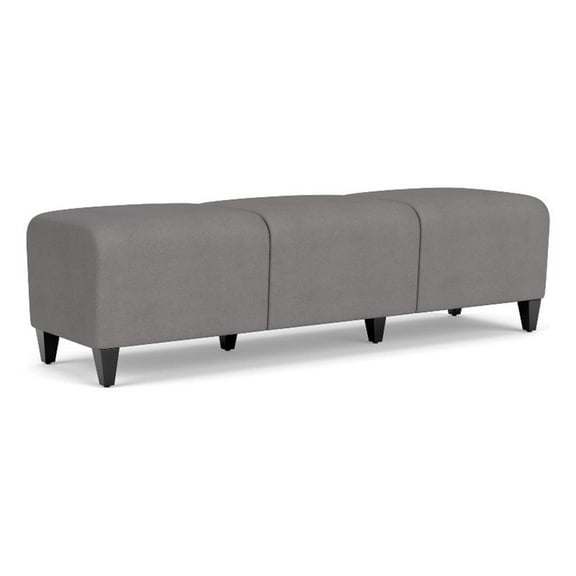 Siena 17.5" 3-Seat Lounge Reception Bench / Black Steel Legs / Light Gray