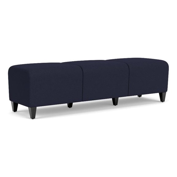 Siena 17.5" 3-Seat Lounge Reception Waiting Bench / Black Steel Legs / Navy Blue