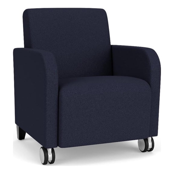 Siena 17.5" Reception Guest Chair and / Casters / Black Wood Legs / Navy Blue