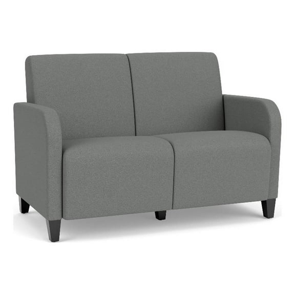 Siena 2-Seat Lounge Reception Tandem Seating / Black Steel Legs / Light Gray