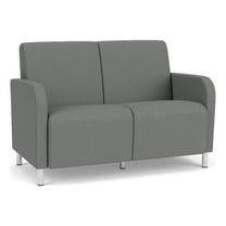 Siena 2-Seat Lounge Reception Tandem Seating / Brushed Steel Legs / Light Gray