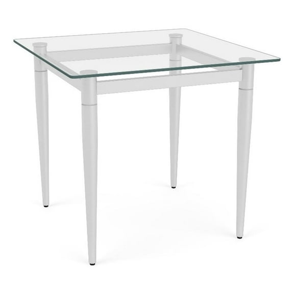 Siena 22x22" Lounge Reception Waiting End Table Glass Top / Brushed Steel Legs