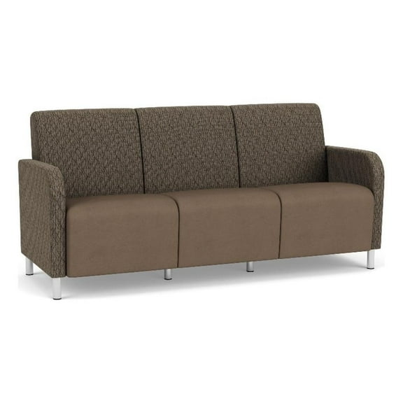 Siena 3-Seat Reception Tandem Seating / Brushed Steel Legs / Brown / Brown
