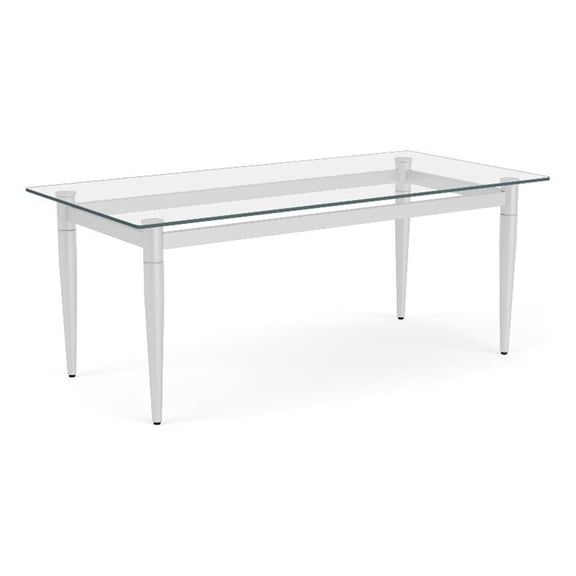 Siena 40x20" Lounge Reception Coffee Table Glass Top / Brushed Steel Legs