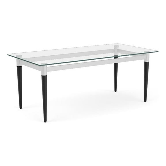 Siena 40x20" Lounge Reception Waiting Coffee Table Glass Top / Black Steel Legs