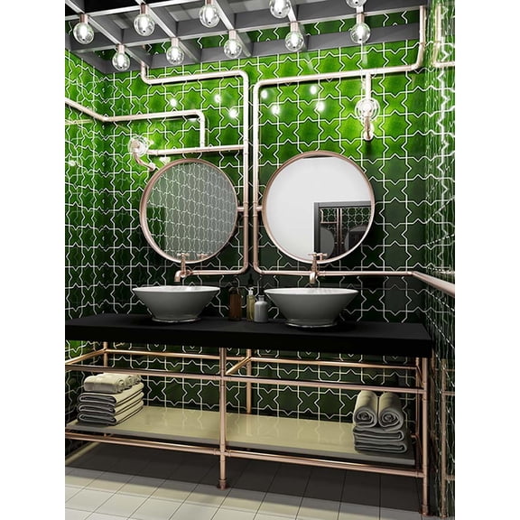 Siena 5.35 in. x 5.35 in. Glossy Green Ceramic Cross-Shaped Wall and Floor Tile (5.37 sq. ft./case) (27-pack)