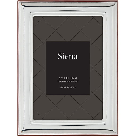 Siena 5x7 Sterling Silver Plain Classic Picture Frame, Light Polished Boutique Quality Photo Frame, Collection