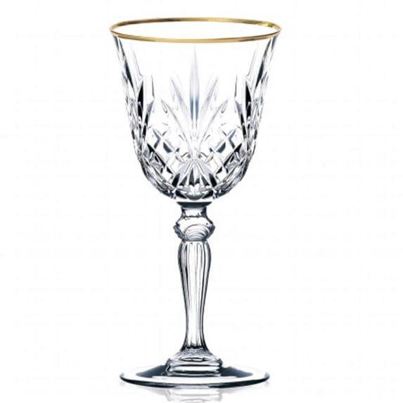 Siena Collection Set of 4 Crystal Red Wine Glass with gold band design by Lorren Home Trends