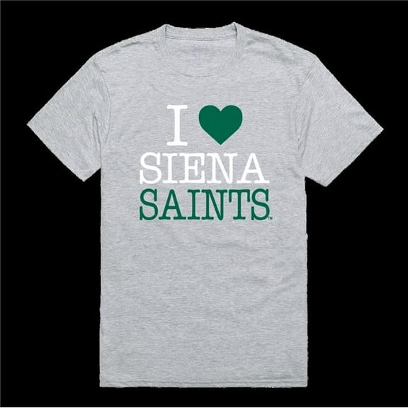 Siena College Saints I Love T-Shirt, Heather Grey - Large