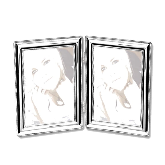 Siena Dbl Border Bead Frame Silver 5x7 Dbl