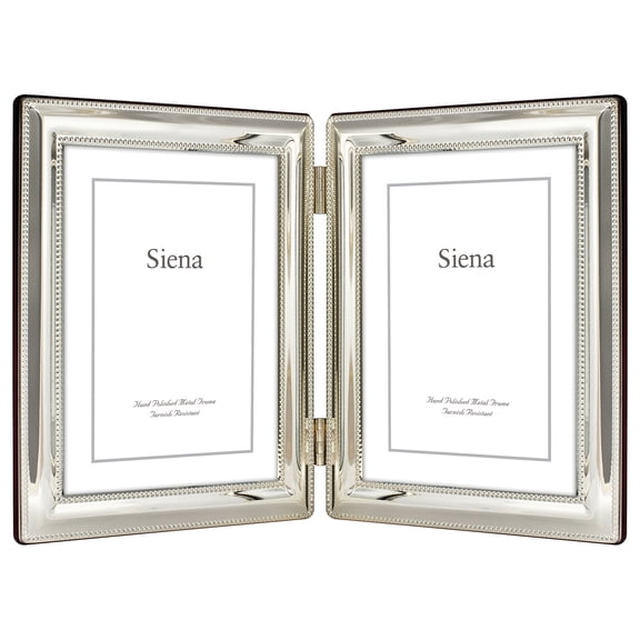 Siena Dbl Border Bead Frame Silver 5x7 Dbl