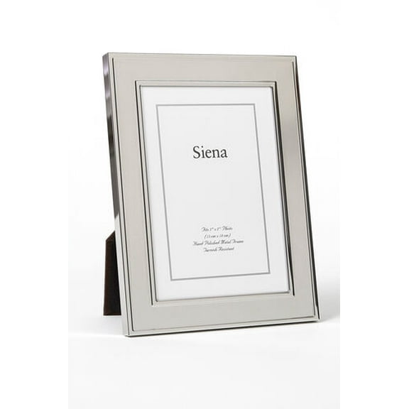 Siena Flat Dbl Border Plain Frame Silver 4x6. Silver Finish