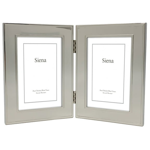 Siena Flat Dbl Border Plain Frame Silver 5x7 Dbl