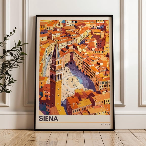 Siena Italy Travel Print, Tuscany Illustration Art Print, Unframed Paper Poster 8x10in