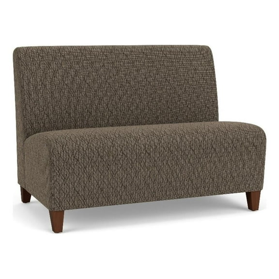 Siena Lounge Lobby Reception Waiting Armless Loveseat / Walnut Wood Legs / Brown