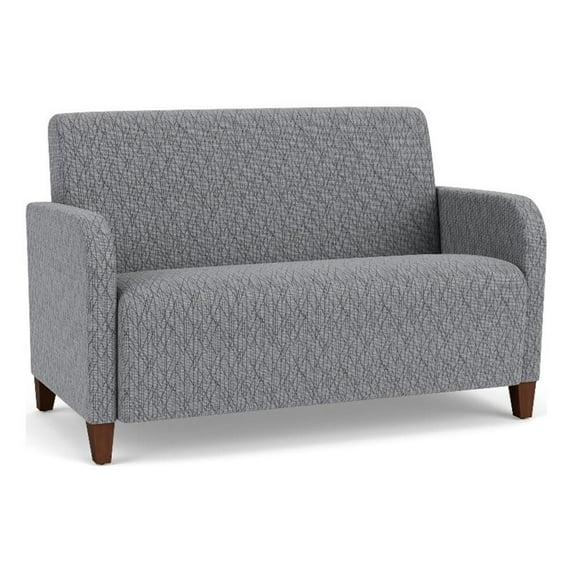 Siena Lounge Lobby Reception Waiting Loveseat / Walnut Wood Legs / Gray