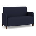 thumbnail image 1 of Siena Lounge Lobby Reception Waiting Loveseat and / Walnut Wood Legs / Navy Blue, 1 of 7