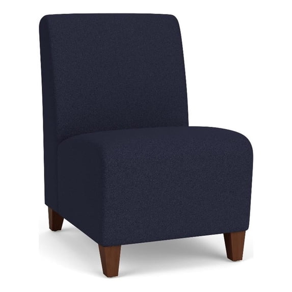 Siena Lounge Reception Armless Guest Chair / Walnut Wood Legs / Navy Blue