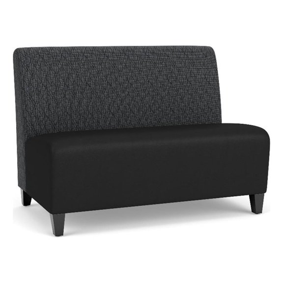 Siena Lounge Reception Armless Loveseat / Black Steel Legs / Dark Gray / Black
