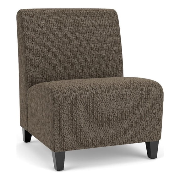 Siena Lounge Reception Armless Oversize Guest Chair / Black Steel Legs / Brown