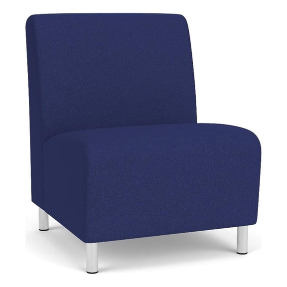 Siena Lounge Reception Armless Oversize Guest Chair / Brushed Steel Legs / Blue