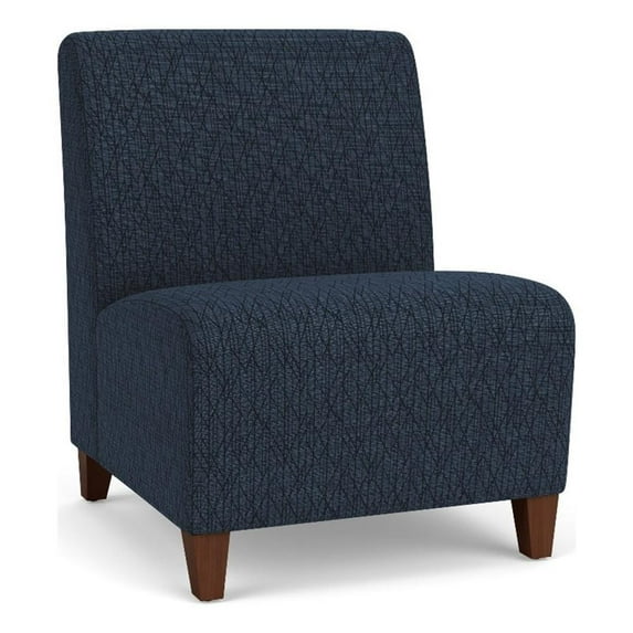 Siena Lounge Reception Armless Oversize Guest Chair / Walnut Wood Legs / Blue