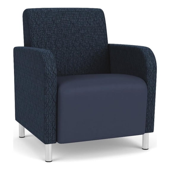 Siena Lounge Reception Guest Chair / Brushed Steel Legs / Blue / Dark Blue