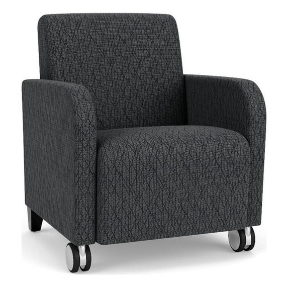 Siena Lounge Reception Guest Chair / Casters / Black Wood Legs / Dark Gray