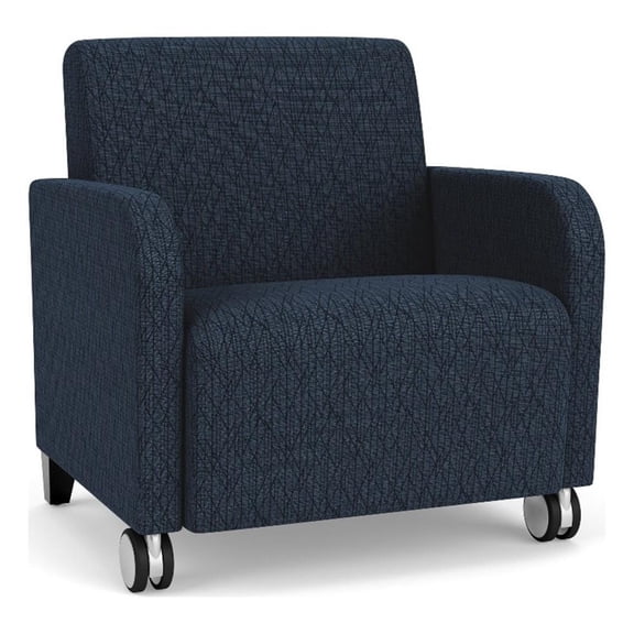 Siena Lounge Reception Oversize Guest Chair / Casters / Black Wood Legs / Blue