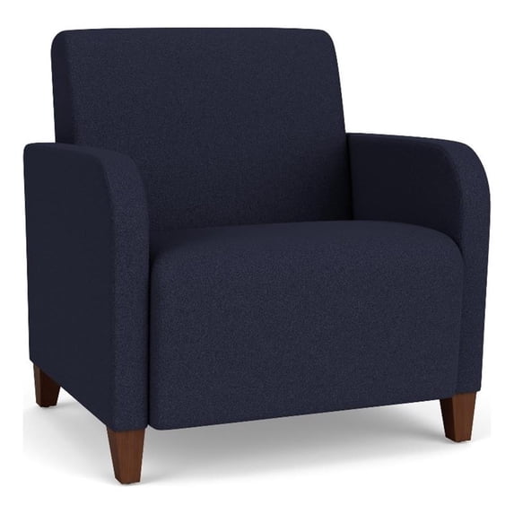 Siena Lounge Reception Oversize Guest Chair / Walnut Wood Legs / Navy Blue