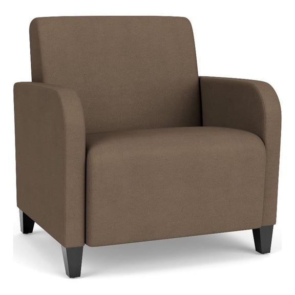 Siena Lounge Reception Waiting Oversize Guest Chair / Black Steel Legs / Brown