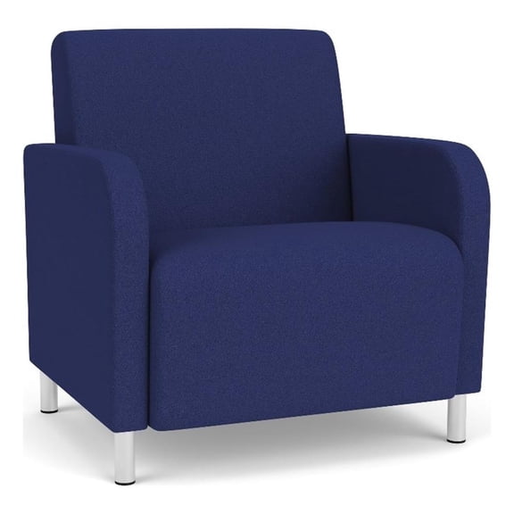 Siena Lounge Reception Waiting Oversize Guest Chair / Brushed Steel Legs / Blue