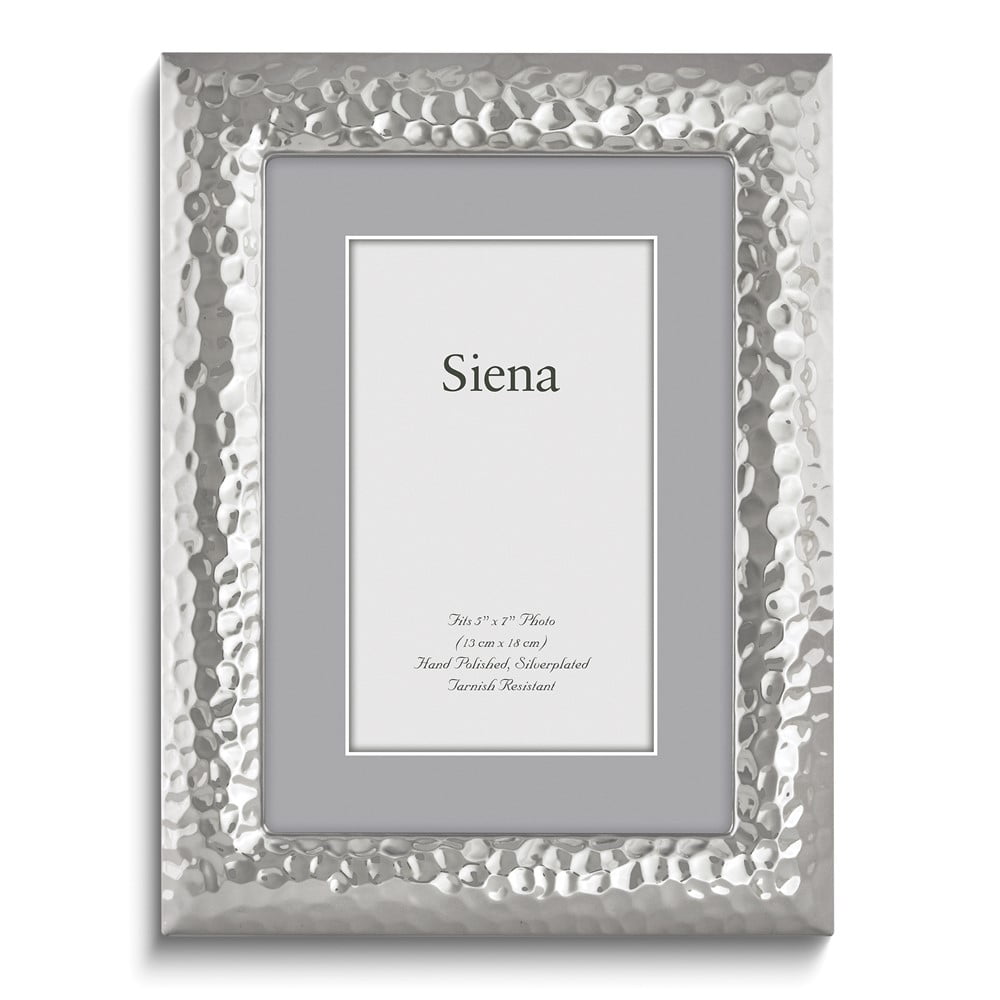 Silver Hammered 5x7 Zinc Picture Frame with Velvet Back