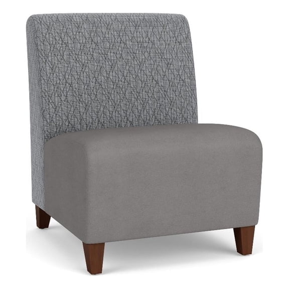 Siena Reception Armless Oversize Guest Chair / Walnut Wood Legs / Gray / Gray