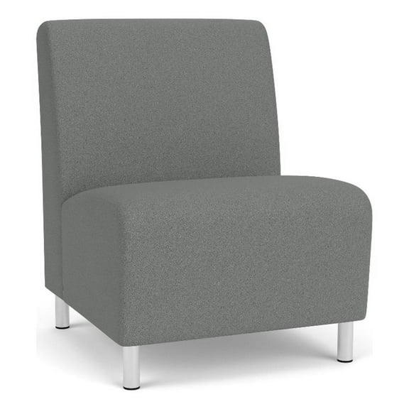 Siena Reception Armless Oversize Guest Chair / Brushed Steel Legs / Light Gray