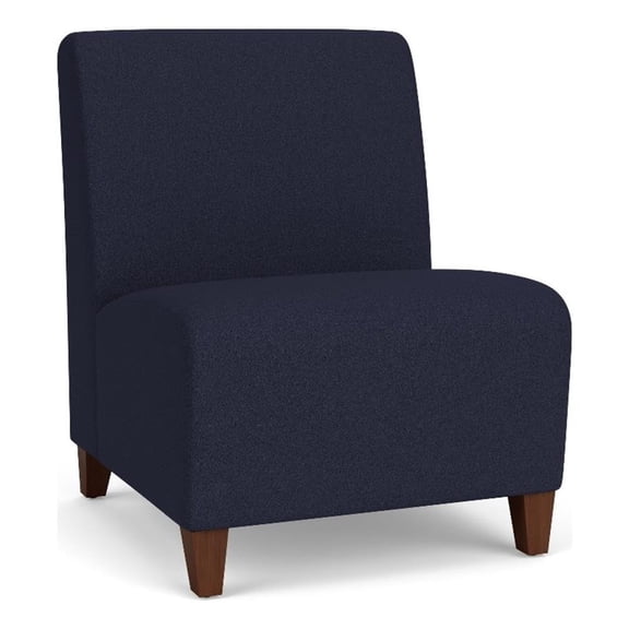 Siena Reception Armless Oversize Guest Chair / Walnut Wood Legs / Navy Blue