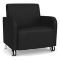 thumbnail image 1 of Siena Reception Oversize Guest Chair / Casters / Brushed Steel Legs / Black, 1 of 5