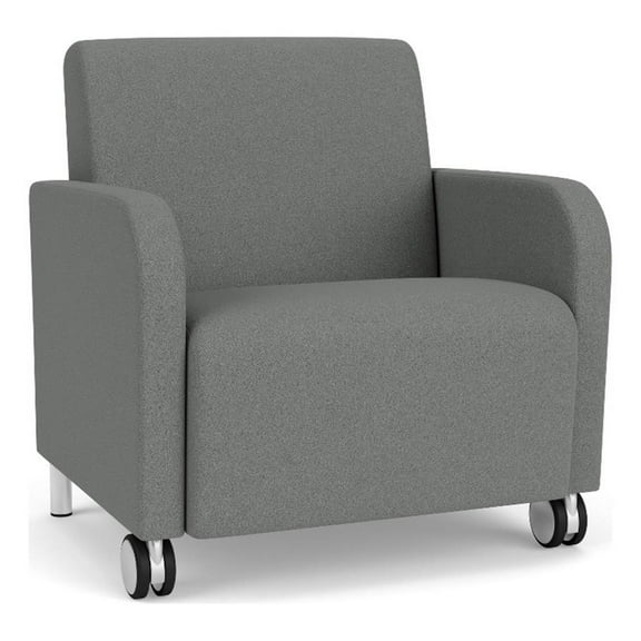 Siena Reception Oversize Guest Chair / Casters / Brushed Steel Legs / Light Gray
