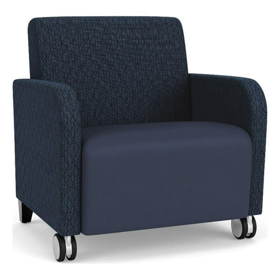 Siena Reception Oversize Guest Chair / Casters / Black Wood / Blue / Dark Blue