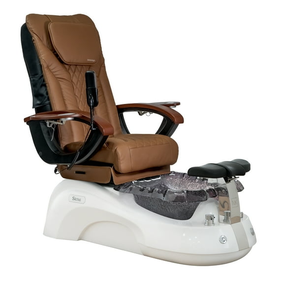 Siena Shiatsulogic Pedicure Chair White/Black Stylish Pedicure Tub w/ Discharge Pump & Pipe-Less Magnetic Jet Pedicure Spa, Cappuccino Cover Set